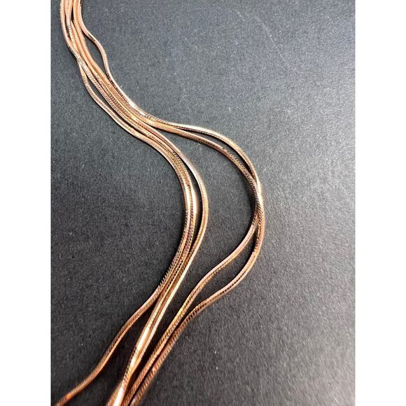 NEW Italian rose gold over sterling silver multi row chain necklace-18 inch - Picture 7 of 11